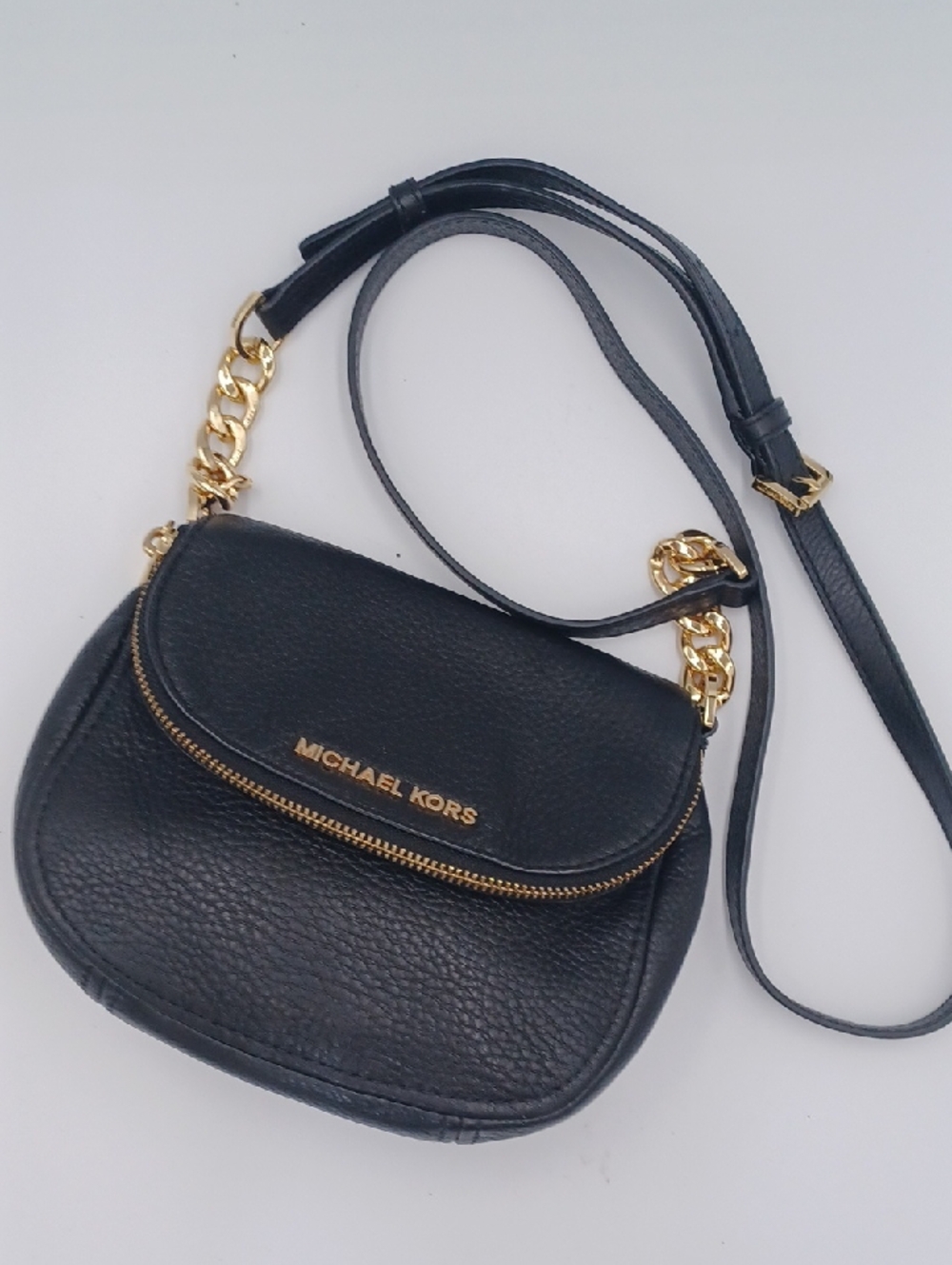 Michael‎ Kors Bedford Flap Black Pebbled Leather Crossbody Bag